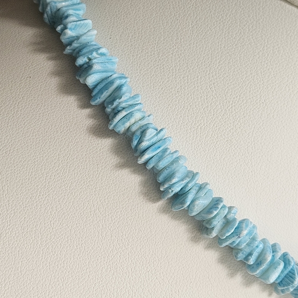 Blue Puka Shell Collar Necklace Vintage Hawaiian Tropical Beach Beaded Handmade - Picture 6 of 11